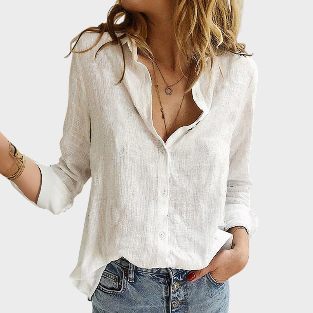 Sara - Blusa Artesanal em Linho natural